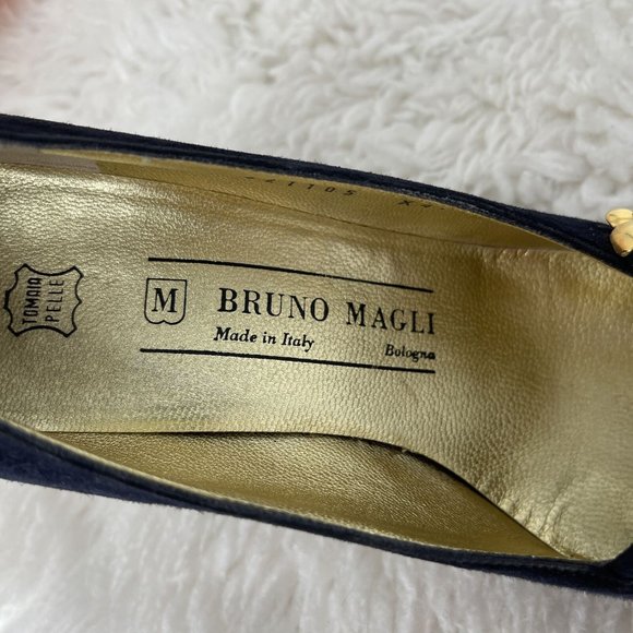 Bruno Magli Womens Italy Black Suede Leather Heels Mary Jane Pumps Shoes Sz 8 AA - Picture 6 of 9